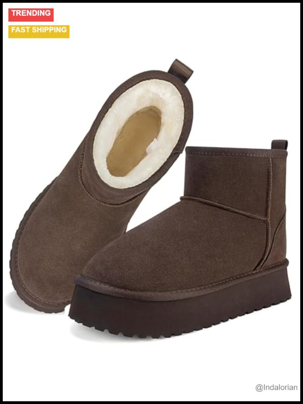 Platform Mini Boots Faux Suede Warm Winter Ankle Booties